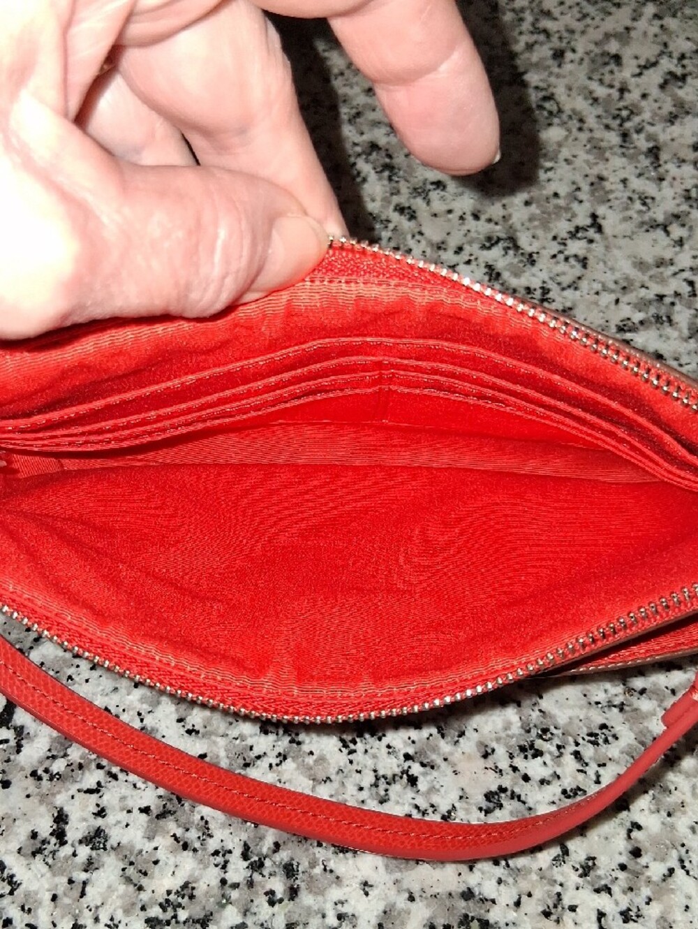 Coach Brown Signature Canvas Wristlet/Clutch MINI bag  with Orange Trim EUC - Picture 10 of 13